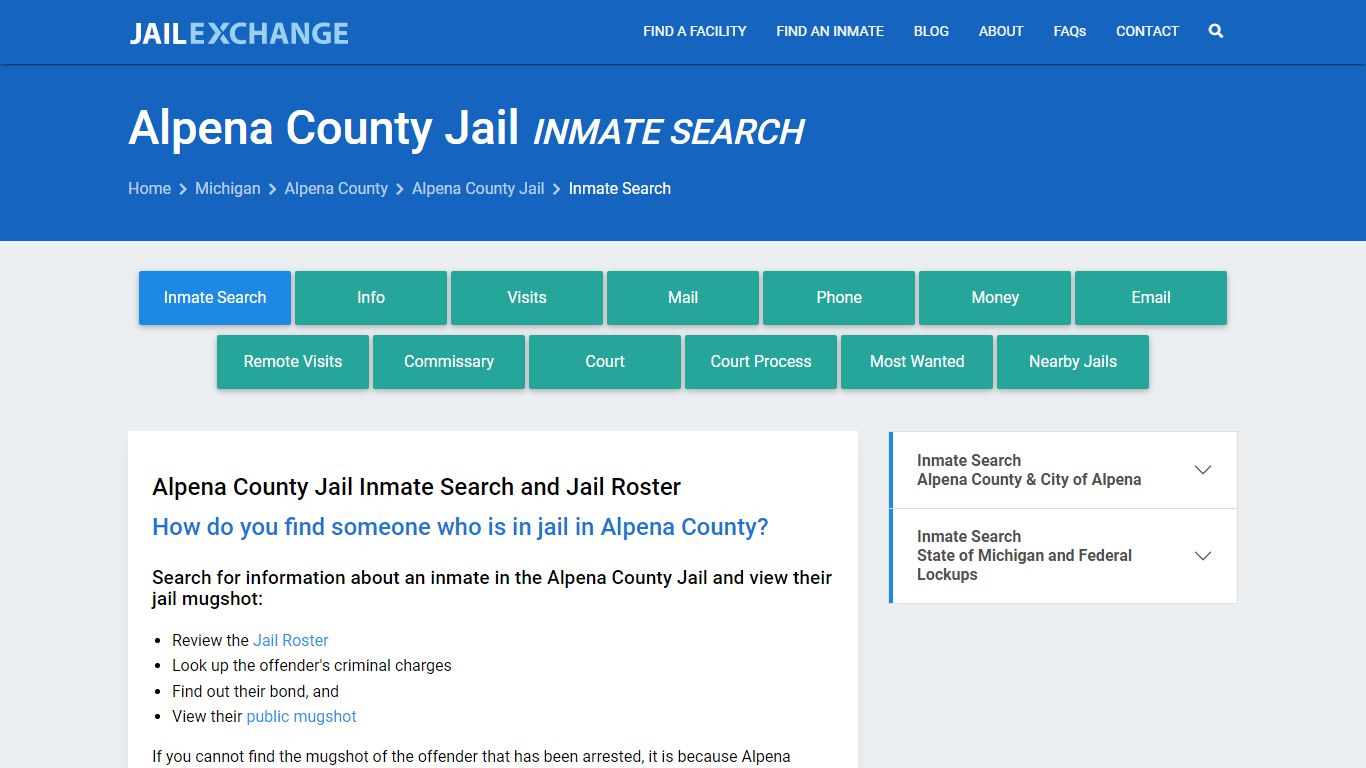 Inmate Search: Roster & Mugshots - Alpena County Jail, MI - Jail Exchange